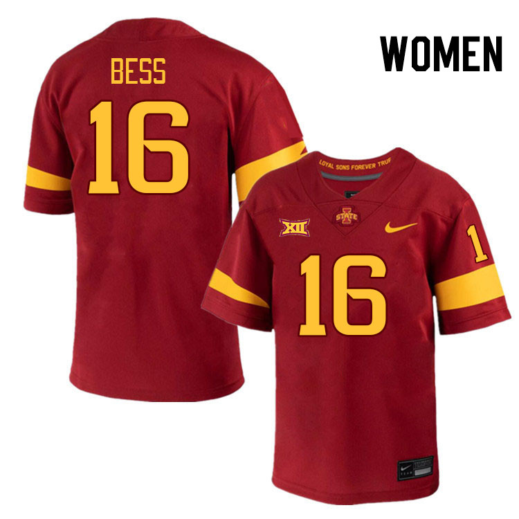 Women #16 Matthew Bess Iowa State Cyclones College Football Jerseys Stitched-Cardinal